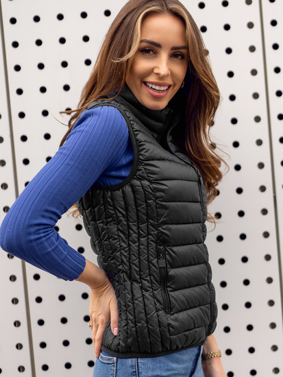 Μαύρο καπιτονέ Γυναικείο Γιλέκο Μπολφ B2705