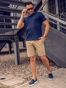 Ανδρικό μπλουζάκι Βασικός με λαιμόκοψη V Ναυτικό μπλε Bolf 192131