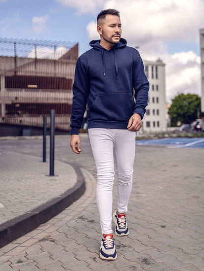 Ναυτικο μπλε με κουκουλα Φουτερ ανδρικο καγκουρο Bolf 1004