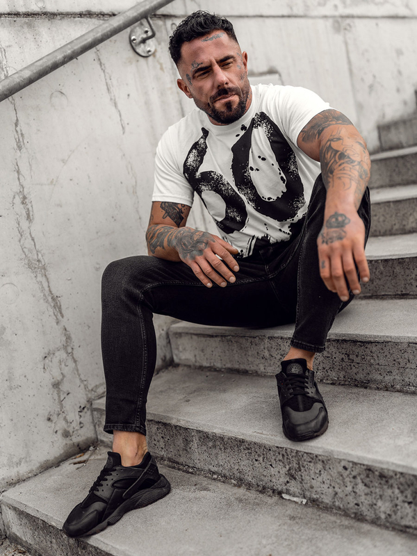 Ανδρικό μπλουζάκι με στάμπα Λευκό Bolf 0303A