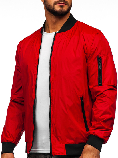 Κόκκινο ανδρικό μεταβατικό μπουφάν bomber Bolf 5M708