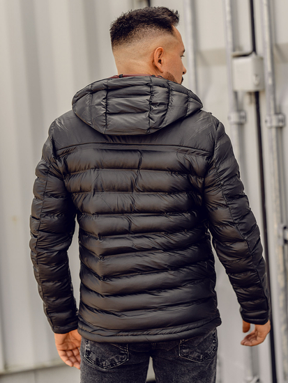 Μαύρο καπιτονέ ανδρικό χειμωνιάτικο μπουφάν Bolf 22M326