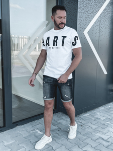 Ανδρικό μπλουζάκι με στάμπα από βαμβάκι Λευκό Bolf 1180