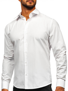 Λευκό ανδρικό πουκάμισο κομψό με μακρύ μανίκι Bolf 24740