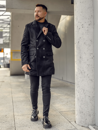 Ανδρικό χειμερινό παλτό Μακρύς διπλό Μαύρος Bolf 79B3A2-073