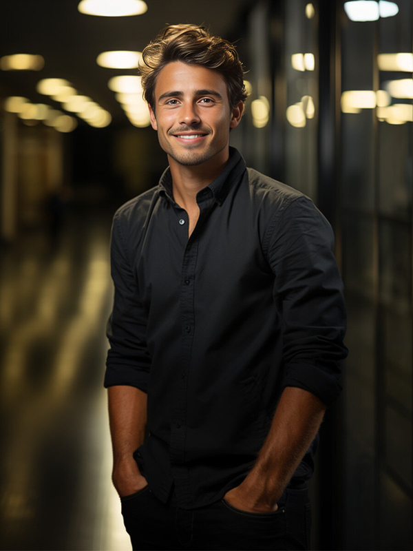 Ανδρικό κομψό μακρυμάνικο πουκάμισο Μαύρος Bolf 1703A2