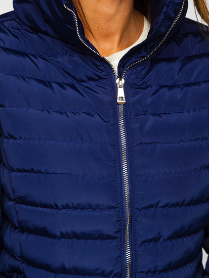 Ναυτικο μπλε καπιτονε μπουφαν γυναικειο χειμωνιατικο χωρις κουκουλα Bolf 23063
