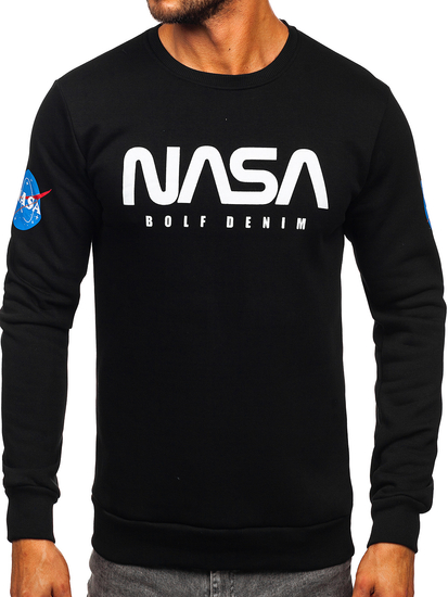 Μαύρη ανδρική μπλούζα χωρίς κουκούλα με στάμπα Bolf 146955