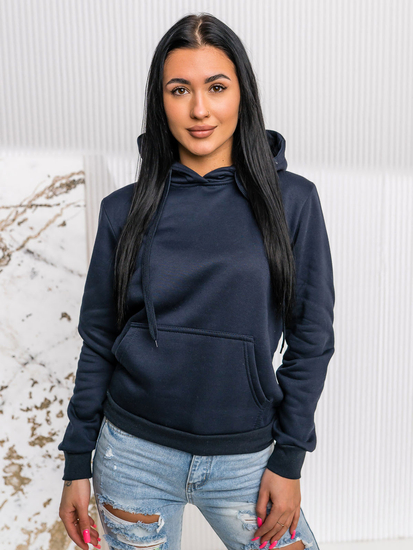 Σκούρο μπλε γυναικείο φούτερ με κουκούλα Bolf W02A1