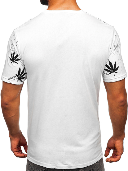 Λευκό βαμβακερό ανδρικό t-shirt με τύπωμα Bolf 14744