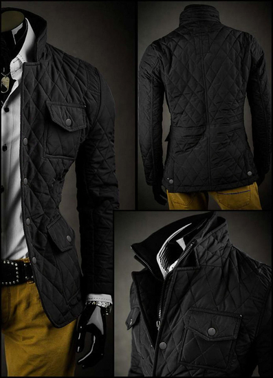 Μαύρο κομψό ανδρικό καπιτονέ μπουφάν Bolf 802A