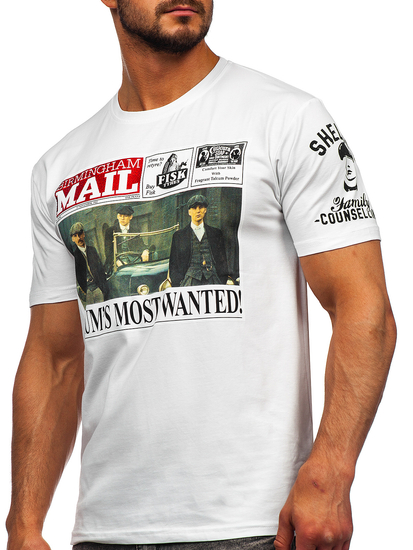 Λευκο T-shirt ανδρικο με εφαρμογες Bolf 2826