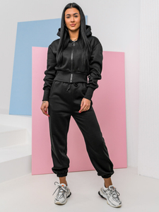 Μαύρο γυναικείο αθλητικό σετ δύο κομματιών Bolf 8C79