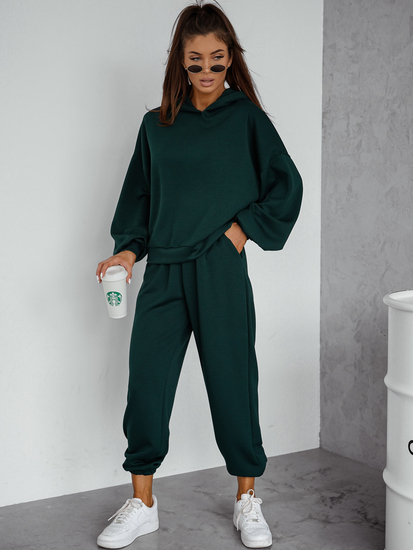 Γυναικεία αθλητική φόρμα 2 τεμαχίων με κουκούλα από βούτυρο Πράσινο μπουκάλι Bolf 525