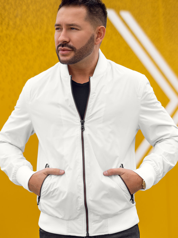 Λευκό ανδρικό μεταβατικό μπουφάν bomber Bolf 7116