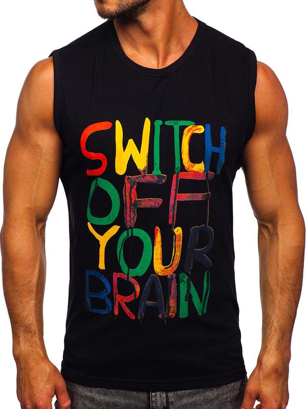 Μαυρο μπλουζακι tank top με σταμπα Bolf 14803-1