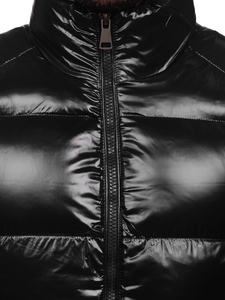 Μαύρο χοντρό καπιτονέ ανδρικό γιλέκο Bolf 9968