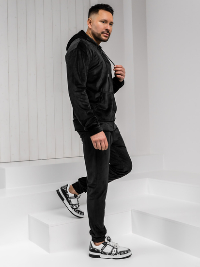 Μαύρη βελούδινη ανδρική φόρμα με κουκούλα Bolf 8C1538A1