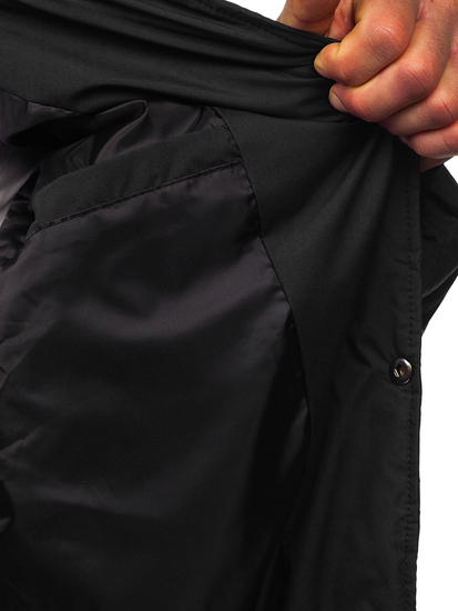 Μαύρο ανδρικό καπιτονέ τζάκετ μεταβατικό μπουφάν μπέιζμπολ Bolf 84M3020