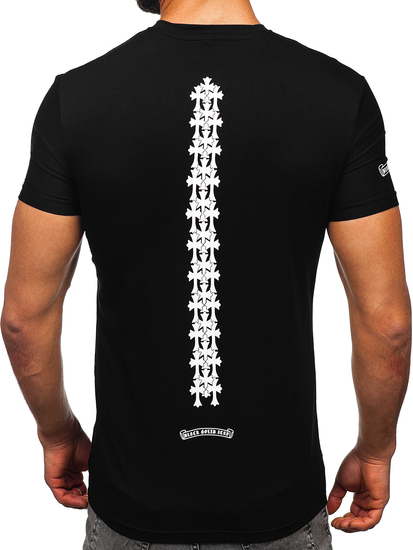 Μαύρο ανδρικό t-shirt με τσέπη και τύπωμα Bolf MT3044