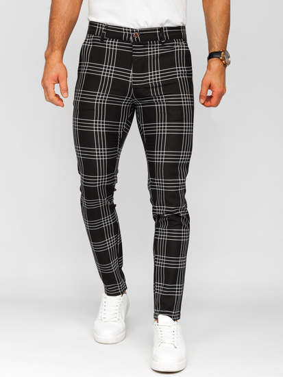 Μαύρο ανδρικό καρό υφασμάτινο παντελόνι Bolf 184160
