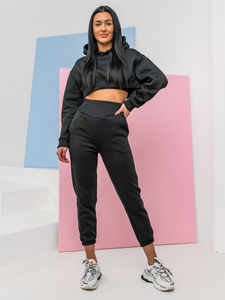 Μαύρο γυναικείο oversize σετ φόρμας δύο τεμαχίων Bolf 8C68