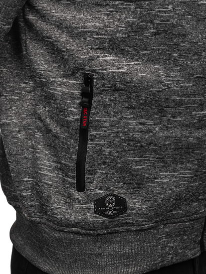 Γκρι ζεστή ανδρική μπλούζα με κουκούλα Bolf TC1307