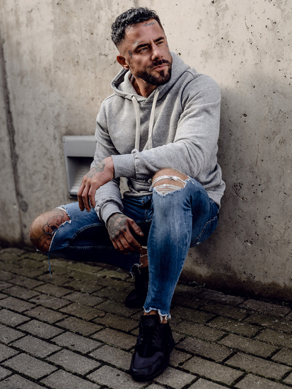 Ανδρική κουκούλα καγκουρό Γκρί Bolf MB001A