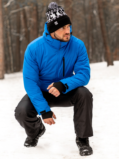 Μπλε μπουφάν ανδρικό χειμερινό αθλητικό Bolf HH011
