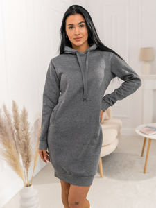 Γραφίτη μακρύ γυναικείο φούτερ με κουκούλα Bolf YS10005A2