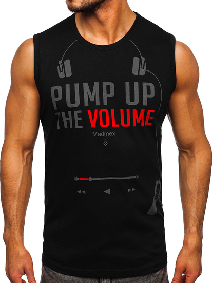 Μαυρο μπλουζακι tank top με σταμπα Bolf 14815