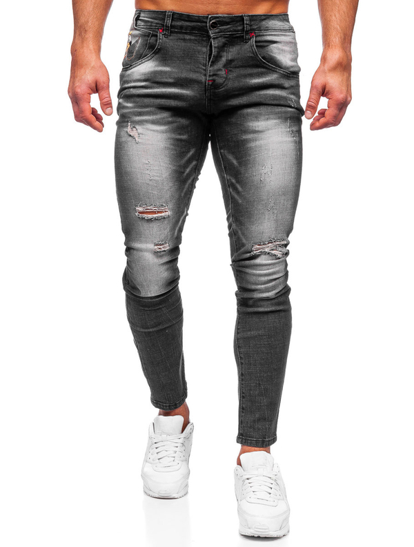 Μαύρο ανδρικό τζιν παντελόνι  slim fit Bolf MP0024N