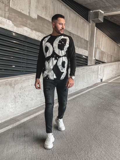 Μαύρο ανδρικό μακρυμάνικο με στάμπα Bolf 146745