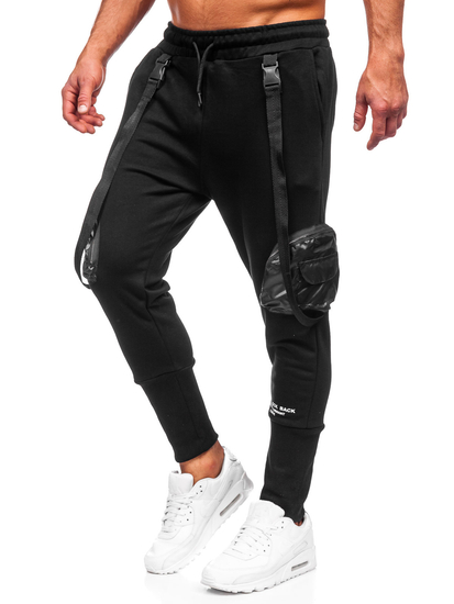 Μαύρο combat παντελόνι ανδρικό joggers φούτερ Bolf 6583