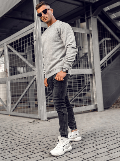 Γκρι ανδρικό φούτερ χωρίς κουκούλα Bolf 2001A