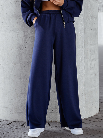 Γυναικεία αθλητική φόρμα 2 τεμαχίων με φερμουάρ και βουτυρένιο τελείωμα Ναυτικό μπλε Bolf 821109