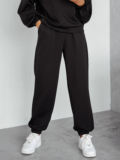 Γυναικεία αθλητική φόρμα 2 τεμαχίων με κουκούλα από βούτυρο Μαύρος Bolf 525