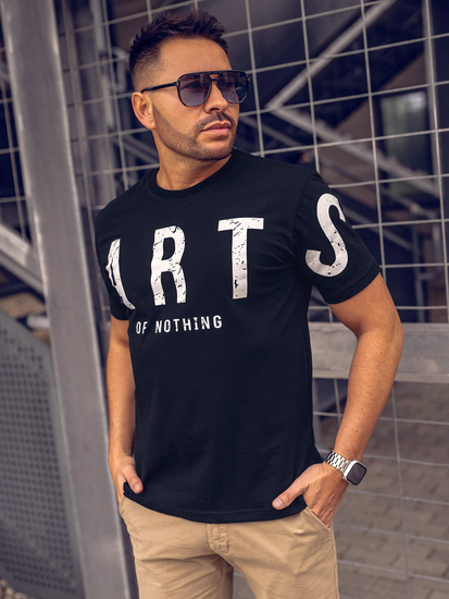 Μαύρο ανδρικό t-shirt με τύπωμα Bolf 1180A