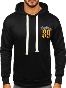 Μαύρη ανδρική μπλούζα με κουκούλα και τύπωμα Bolf M278