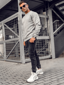 Γκρι ανδρικό φούτερ χωρίς κουκούλα Bolf 2001A