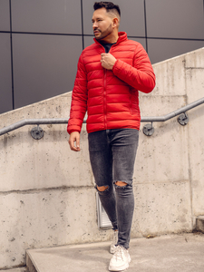Κόκκινο καπιτονέ ανδρικό μεταβατικό μπουφάν Bolf LY33A