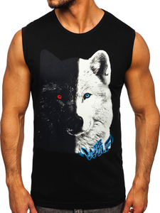 Μαυρο μπλουζακι tank top με σταμπα Bolf 14823