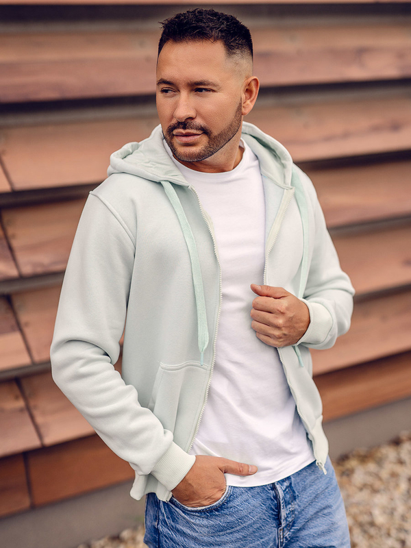 Ανοιχτό μέντα χοντρό ανοιχτό ανδρικό φούτερ με κουκούλα Bolf 2008A