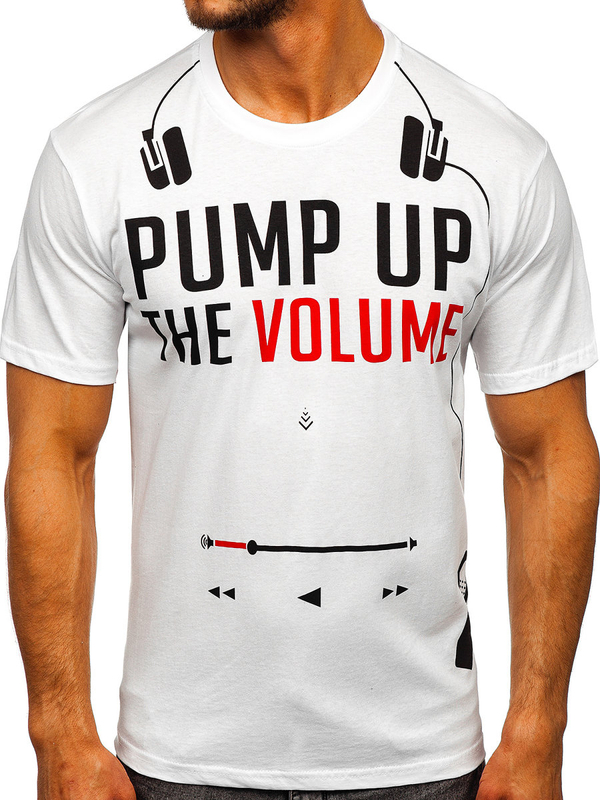 λευκο T-shirt ανδρικο με εκτυπωση Bolf 1171