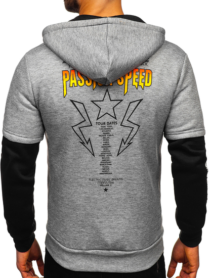 Ανδρική κουκούλα με στάμπα καγκουρό Γκρί Bolf HY611