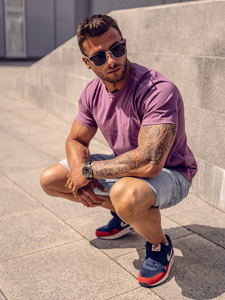 Ανδρικό μπλουζάκι Βασικός βαμβακερό Βιολέτα Bolf 192397A