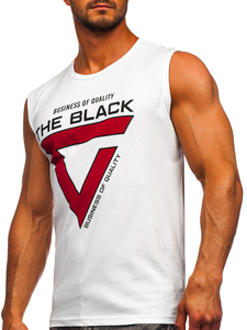 Λευκο μπλουζακι tank top με σταμπα Bolf 14816