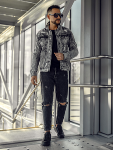 Γκρι τζιν μπουφαν ανδρικο Bolf AK588