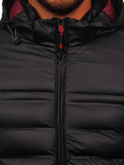 Μαύρο καπιτονέ ανδρικό χειμωνιάτικο μπουφάν Bolf 22M326