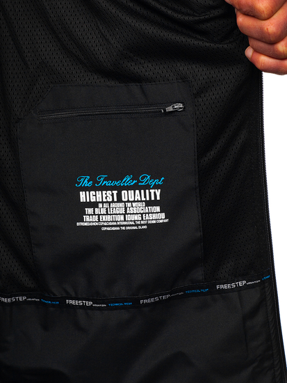 Μαυρο-μπλε μπουφαν ανδρικο softshell Bolf WX061